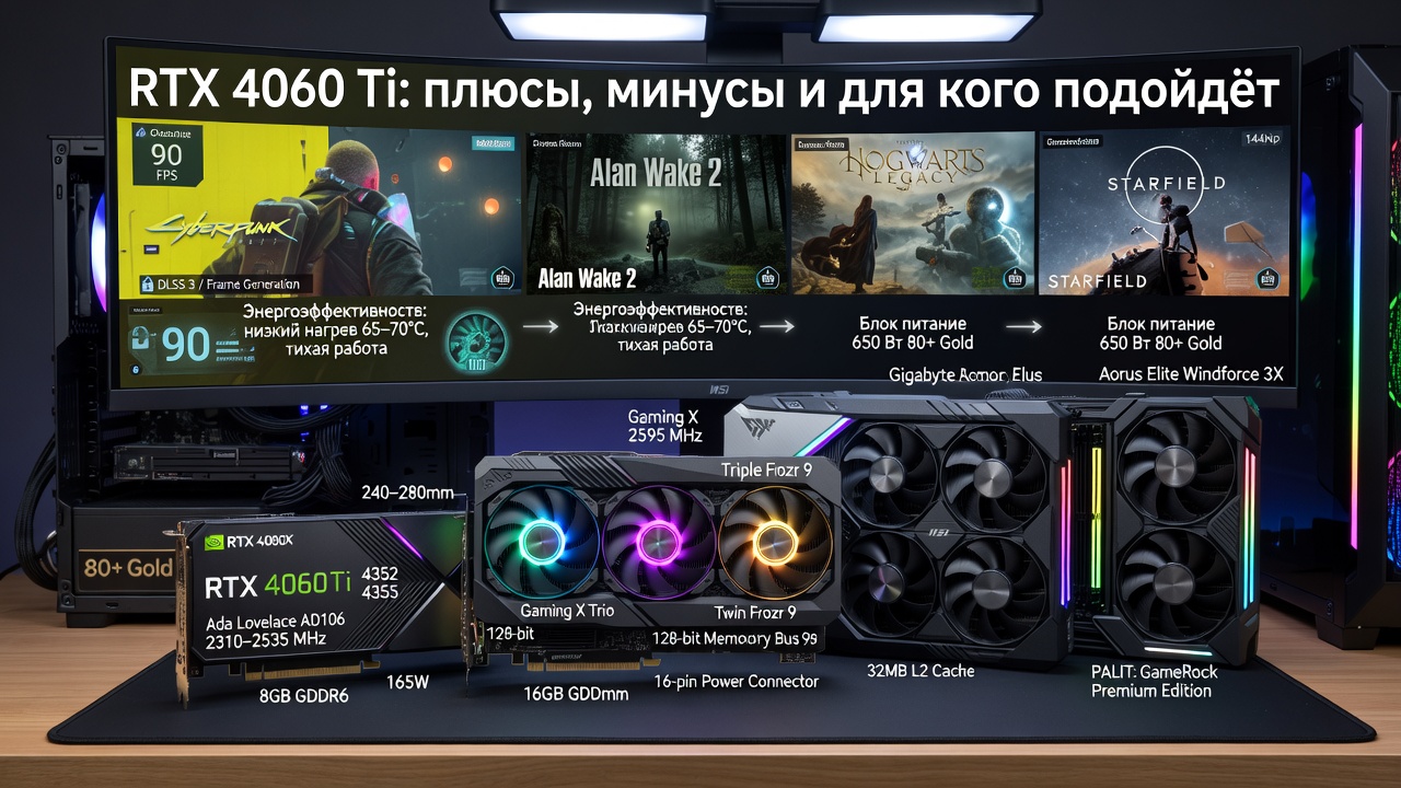 RTX 4060 Ti: плюсы, минусы и для кого подойдёт